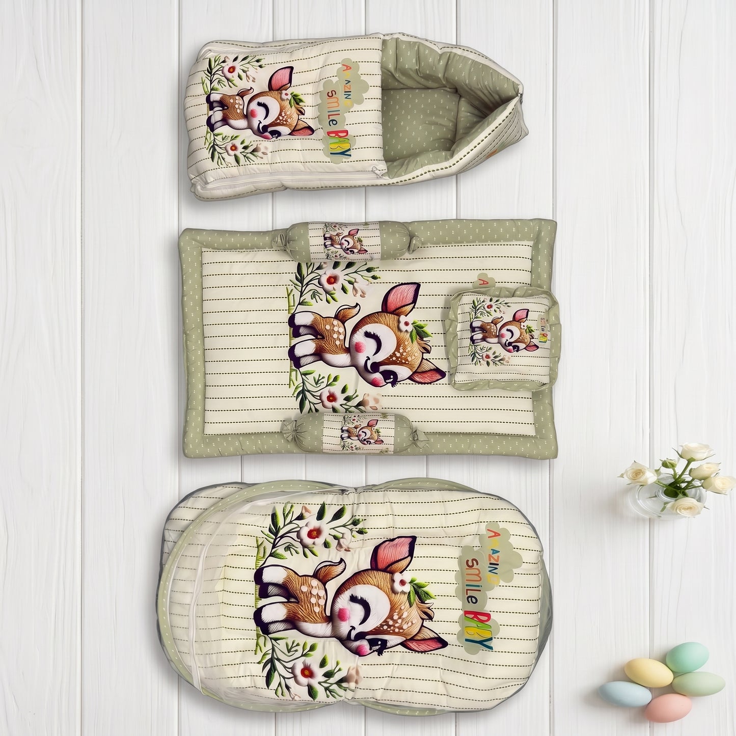 MONIMINI LUXURY DIGITAL PRINT BABY BEDDING SET | COMPLETE NEWBORN SLEEP & CARE COMBO