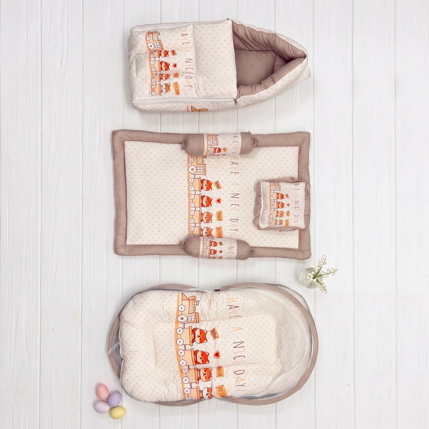 MONIMINI LUXURY DIGITAL PRINT BABY BEDDING SET | COMPLETE NEWBORN SLEEP & CARE COMBO