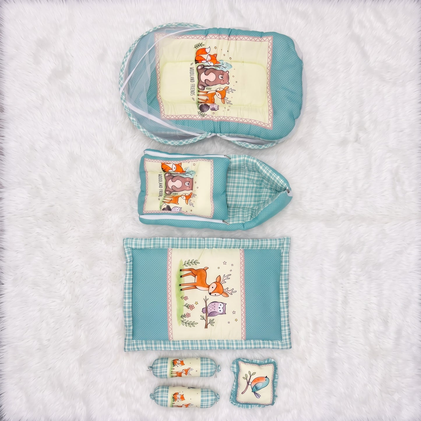 MONIMINI LUXURY DIGITAL PRINT BABY BEDDING SET | COMPLETE NEWBORN SLEEP & CARE COMBO