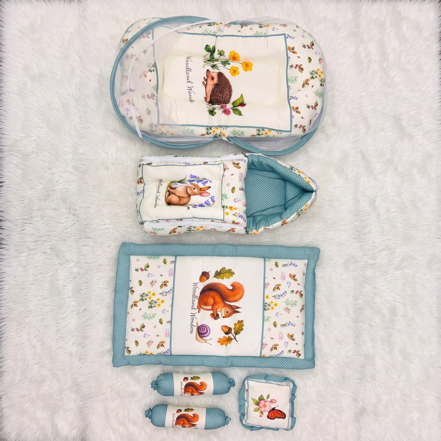 MONIMINI PREMIUM BABY BEDDING SET | DIGITAL PRINT MATTRESS, MOSQUITO NET SLEEPING BAG & BABY ESSENTIALS