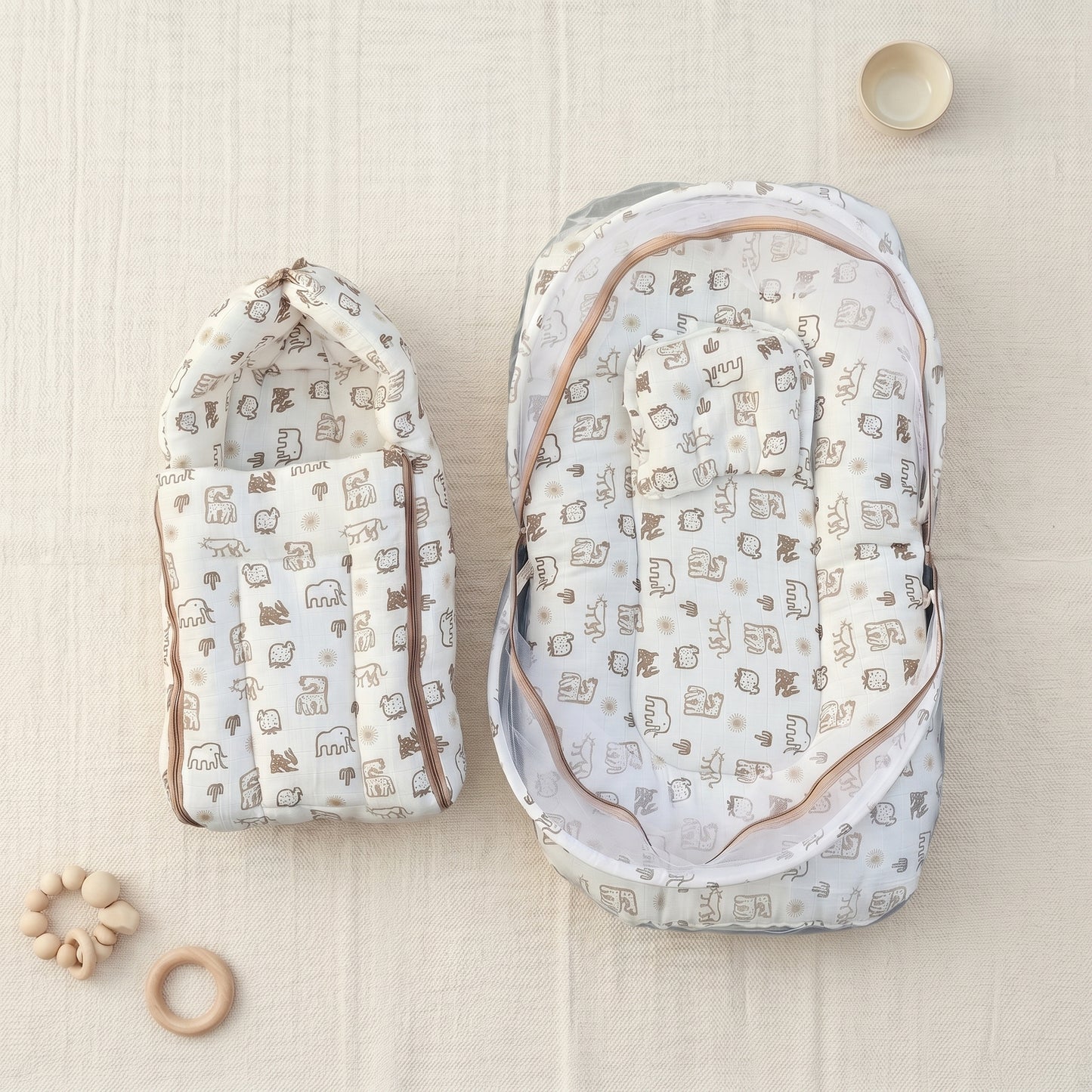 MONIMINI PREMIUM MUSLIN COMBO SET | BABY SLEEPING BAG & MOSQUITO NET MATTRESS FOR NEWBORNS