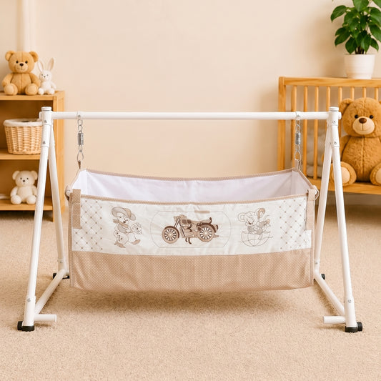 MONIMINI PREMIUM BABY CRADLE EMBROIDERY COVER | SOFT COTTON CRADLE BEDDING FOR NEWBORNS