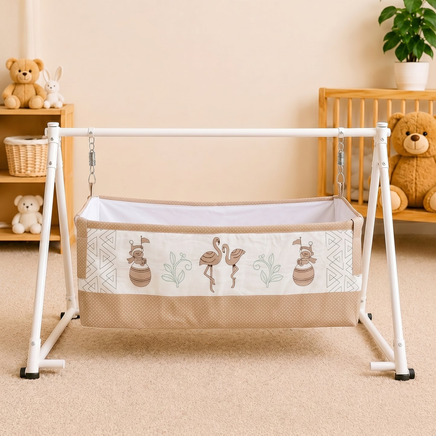 MONIMINI EMBROIDERY CRADLE COVER FOR NEWBORNS | SOFT COTTON BABY CRADLE BED SHEET | WASHABLE & COMFORTABLE