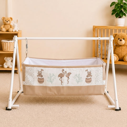 MONIMINI EMBROIDERY CRADLE COVER FOR NEWBORNS | SOFT COTTON BABY CRADLE BED SHEET | WASHABLE & COMFORTABLE
