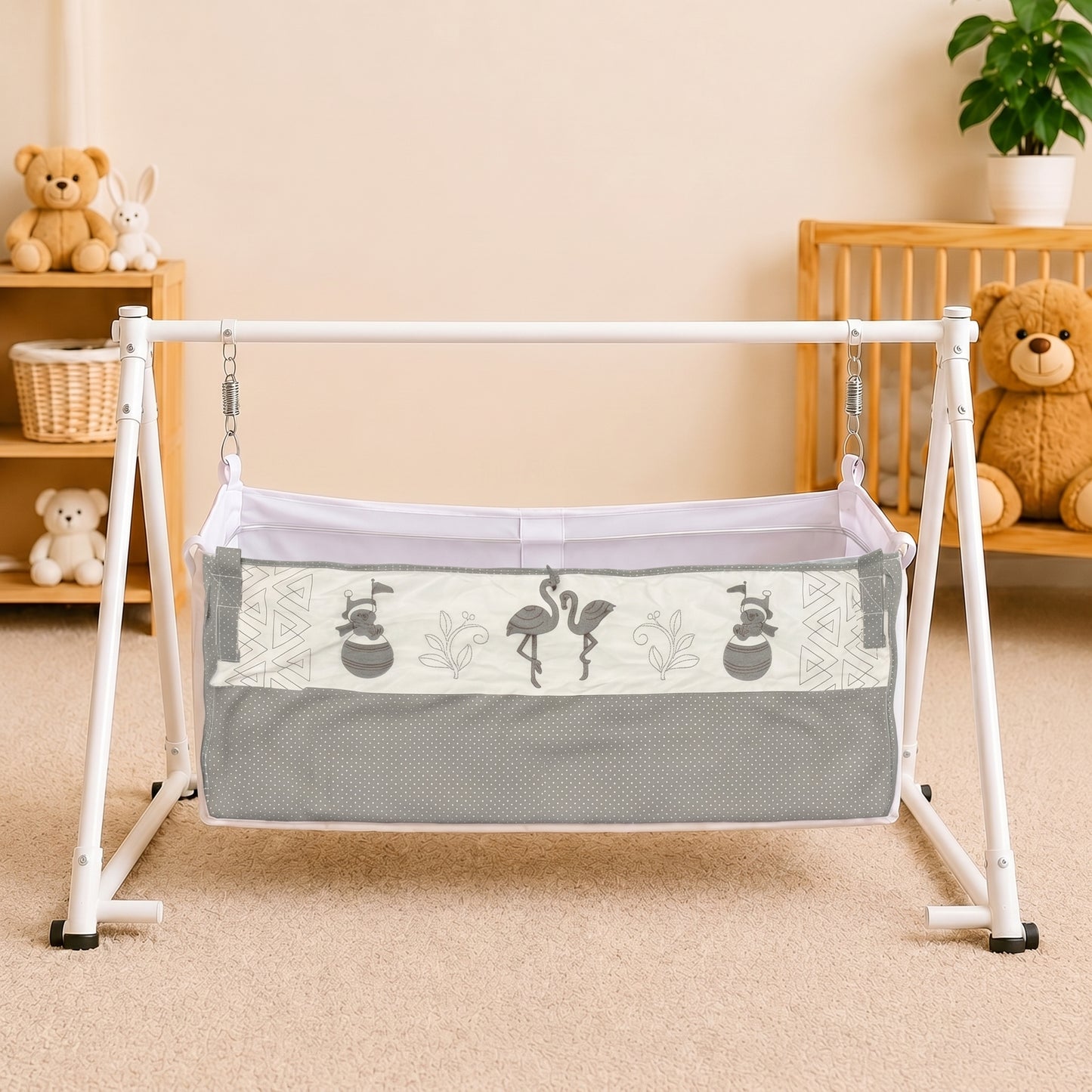 MONIMINI EMBROIDERY CRADLE COVER FOR NEWBORNS | SOFT COTTON BABY CRADLE BED SHEET | WASHABLE & COMFORTABLE