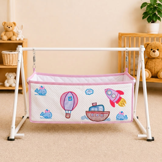 MONIMINI BABY CRADLE PIPE COVER WITH PATCH WORK DESIGN  | SOFT, BREATHABLE & SKIN-FRIENDLY
