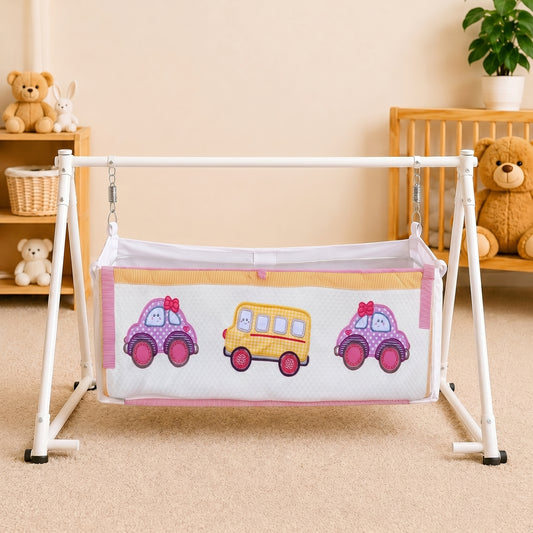 MONIMINI PATCH WORK PIPE CRADLE COVER FOR NEWBORNS | SOFT COTTON BABY CRADLE BEDDING | WASHABLE & COMFORTABLE