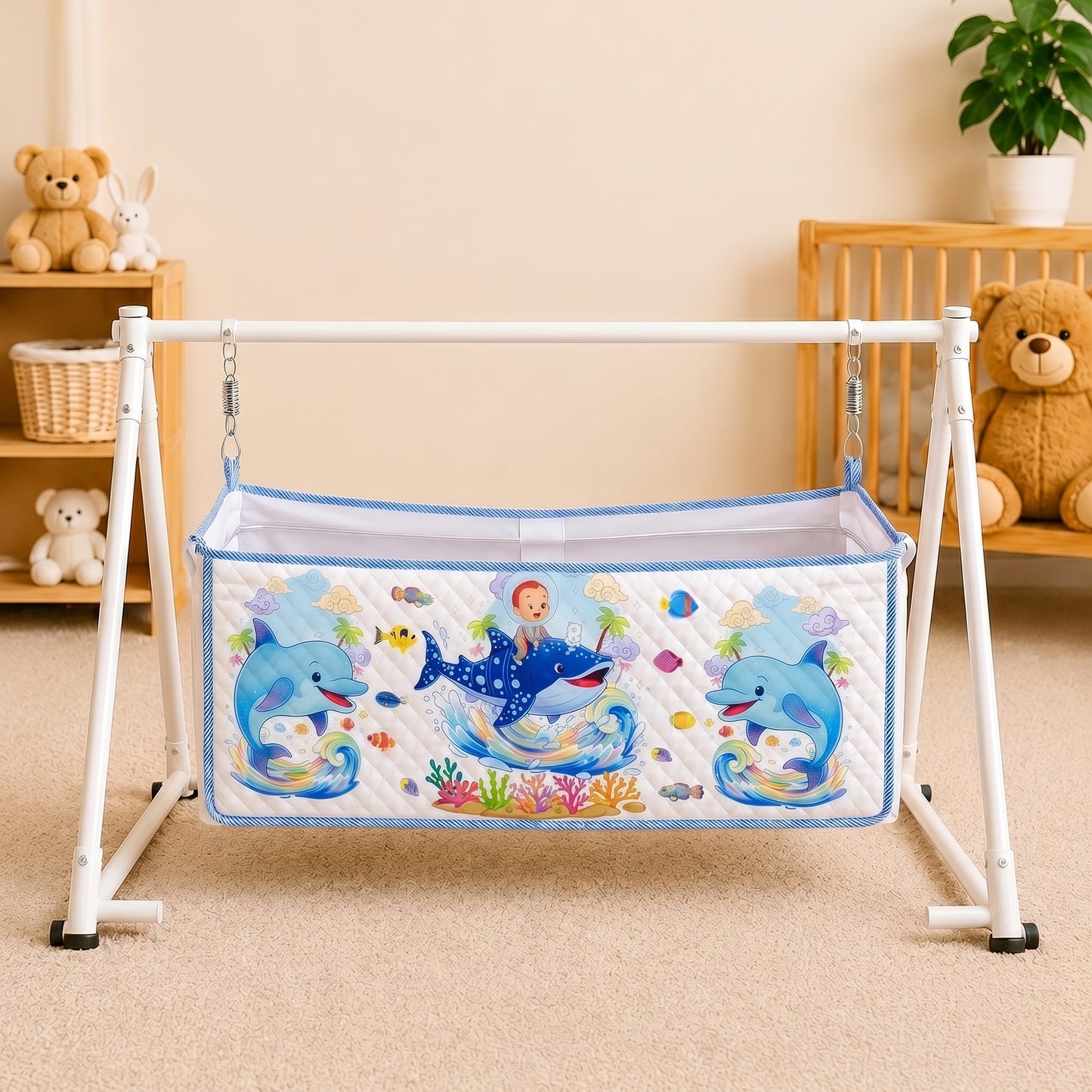 MONIMINI PREMIUM BABY CRADLE PIPE COVER | SOFT COTTON DTF PRINT CRADLE BEDDING COVER FOR NEWBORNS